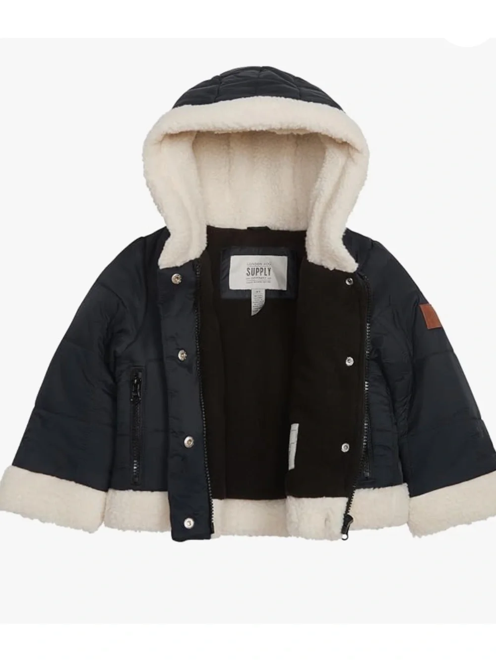 LONDON FOG Girls Heavyweight Sherpa jacket, Black, Large 14-16, NWT